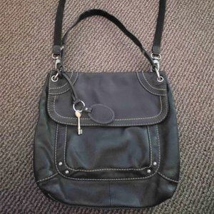 Fossil Leather Shoulder Bag Crossbody Bag Black